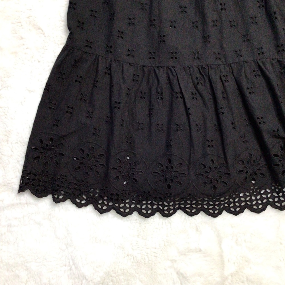 LOFT Black Eyelet Sleeveless Tiered Swing Dress XS - Picture 5 of 11